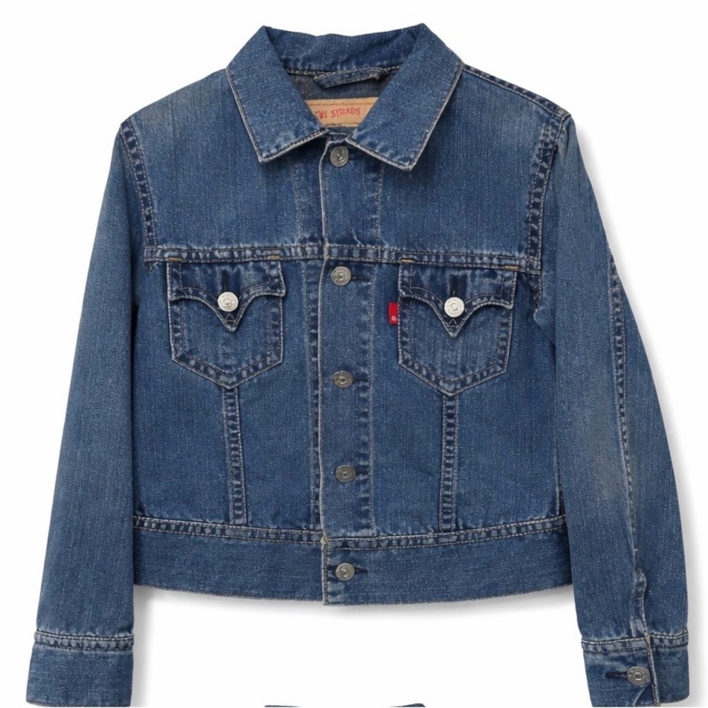 Levi’s Type I Cropped Denim Trucker Jacket Blue Jean Jacket Size M